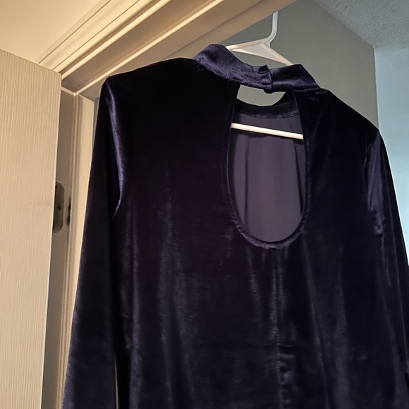 ASOS BRAVE SOUL velvet mock neck dress blue size small - Picture 4 of 6